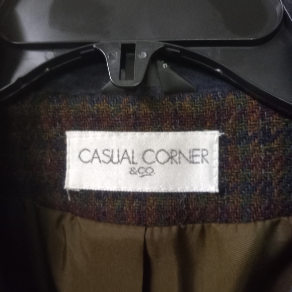 Wool Blazer Sports Jacket Coat Casual Corner Blue Checkered w/Blue Trim Sz 10 - Picture 3 of 11